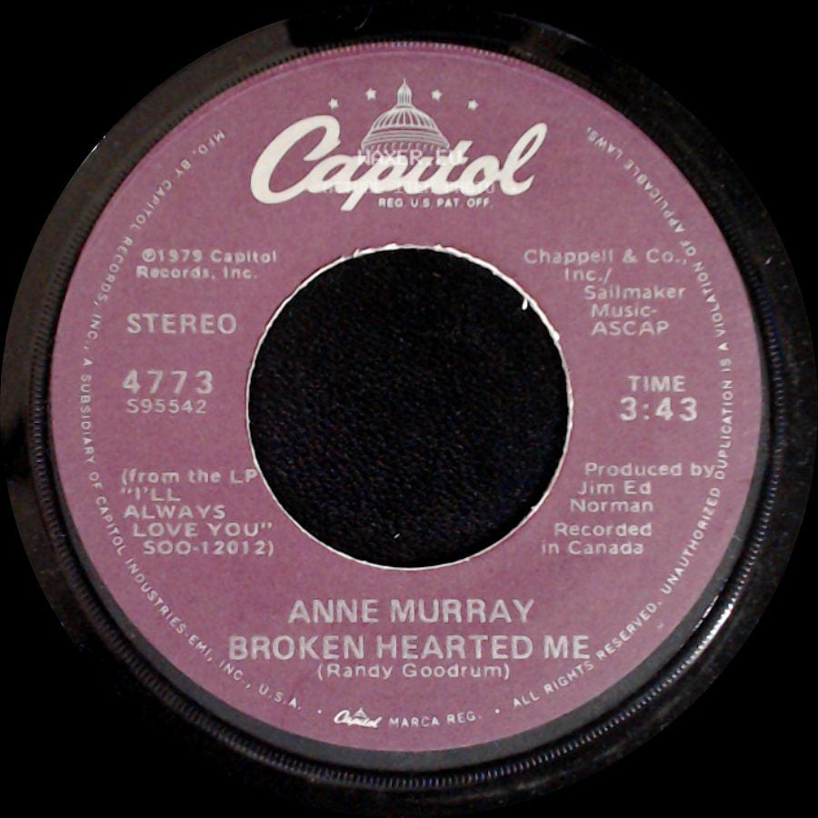 Anne Murray - Why Don't You Stick Around / Broken Hearted Me side B
