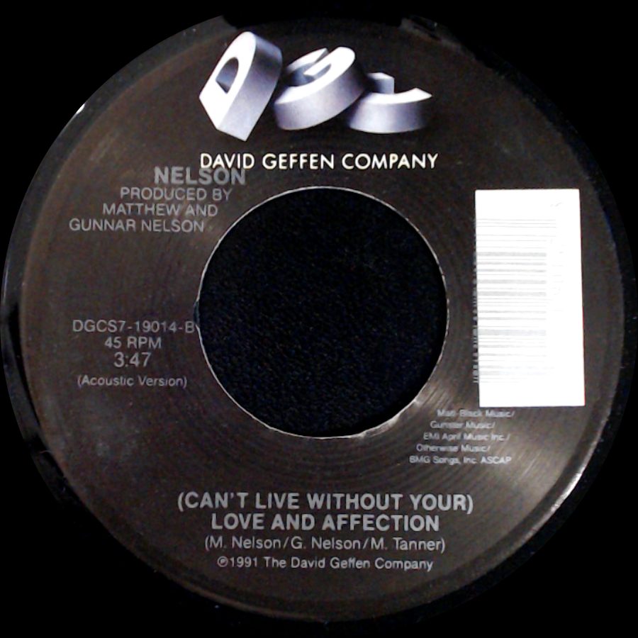 Nelson - Only Time Will Tell / (Can't Live Without Your) Love And Affection side B