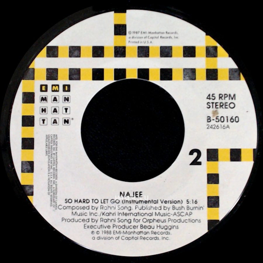 Najee - So Hard To Let Go (Vocal Edit) / So Hard To Let Go (Instrumental Version) side B