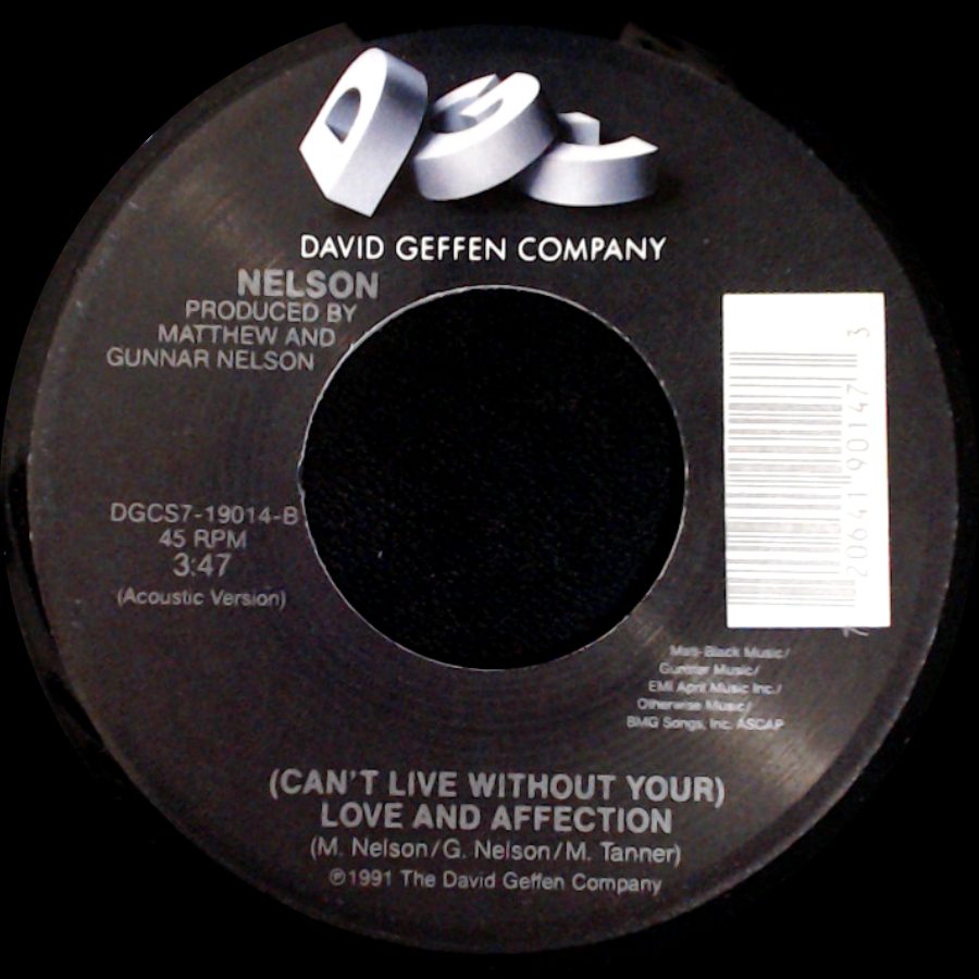 Nelson - Only Time Will Tell / (Can't Live Without Your) Love And Affection side B