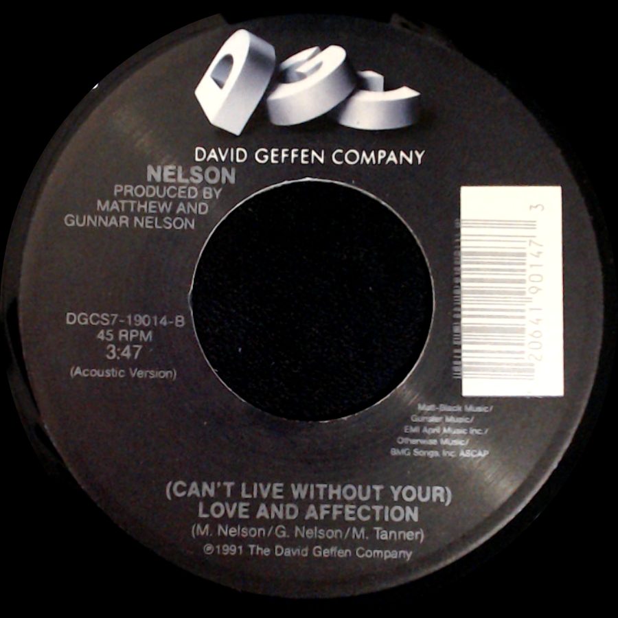 Nelson - Only Time Will Tell / (Can't Live Without Your) Love And Affection side B
