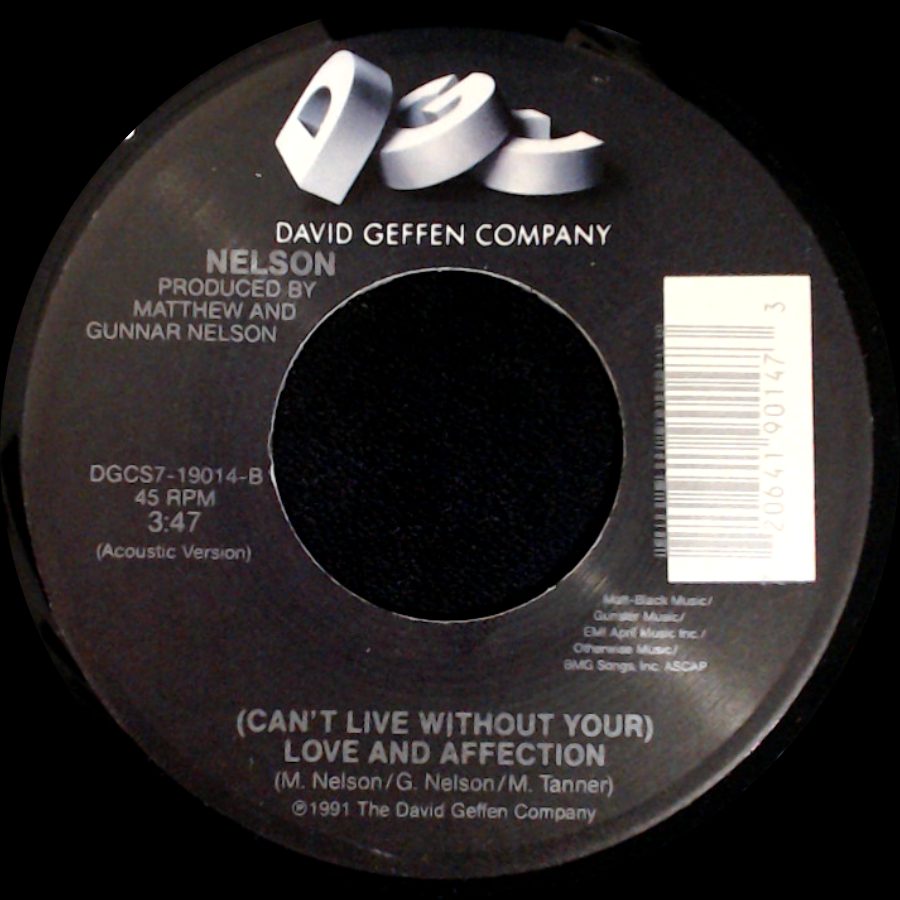 Nelson - Only Time Will Tell / (Can't Live Without Your) Love And Affection side B
