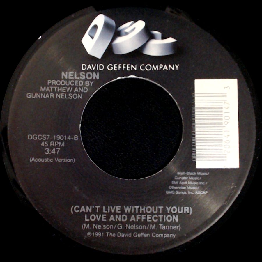 Nelson - Only Time Will Tell / (Can't Live Without Your) Love And Affection side B