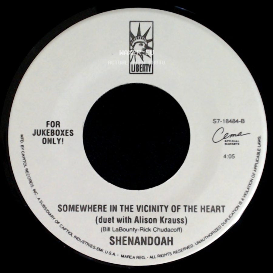 Shenandoah - Darned If I Don't (Danged If I Do) / Somewhere In The Vicinity Of The Heart (Duet With Alison Krauss) side B