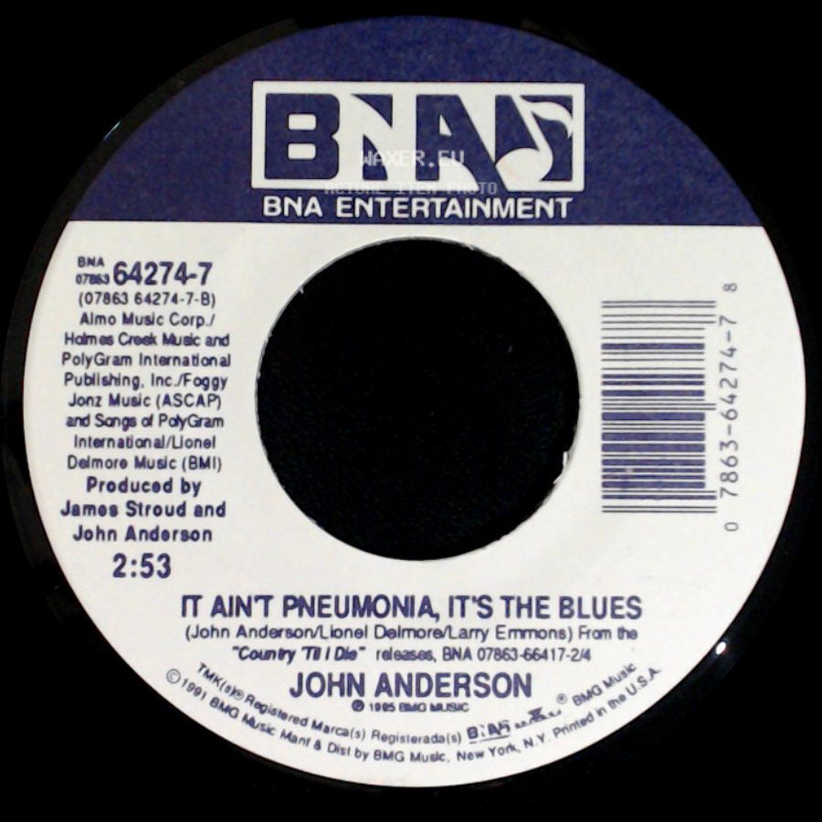 John Anderson - Mississippi Moon / It Ain't Pneumonia, It's The Blues side B