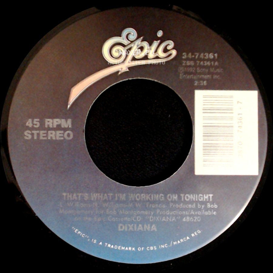 Dixiana - If I Can't Have You / That's What I'm Working On Tonight side B