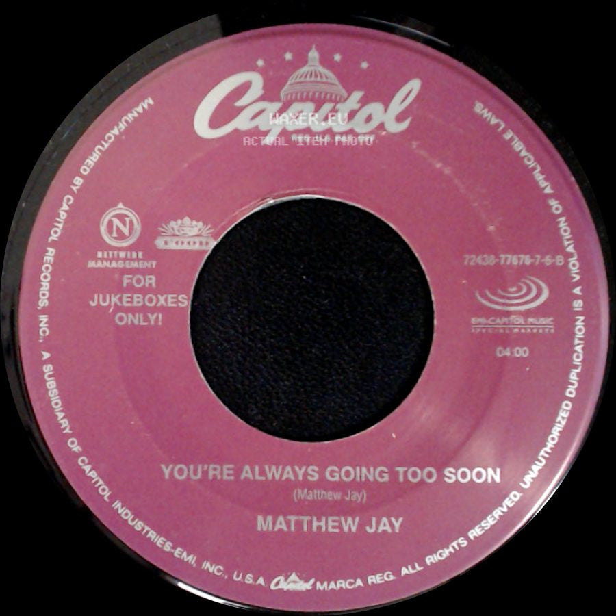 Matthew Jay - Let Your Shoulder Fall / You're Always Going Too Soon side B