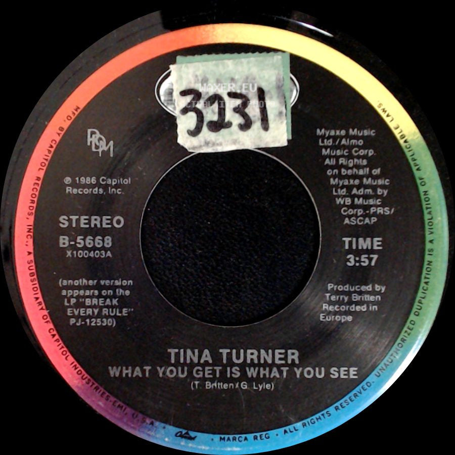 Tina Turner - What You Get Is What You See / What You Get Is What You See (Live) side A