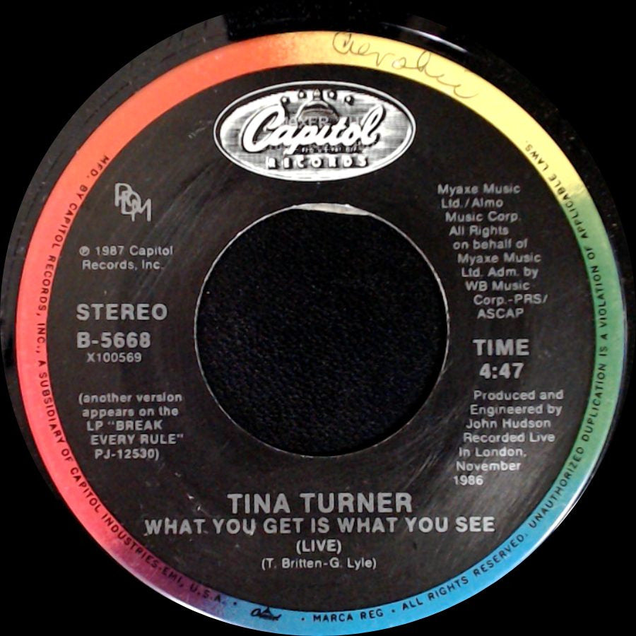Tina Turner - What You Get Is What You See / What You Get Is What You See (Live) side B