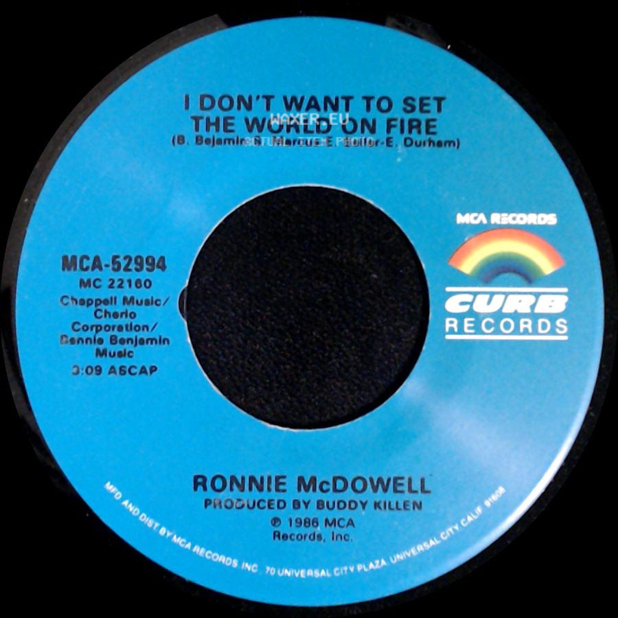 Ronnie Mcdowell - I Don't Want To Set The World On Fire / Lovin' That Crazy Feelin' side A