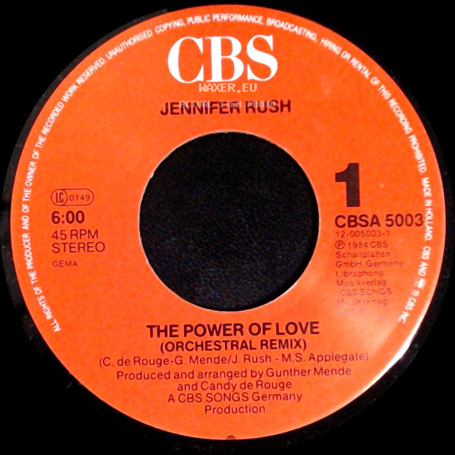 Jennifer Rush - The Power Of Love (Orchestral Remix) / I See A Shadow (Not A Fantasy) side A