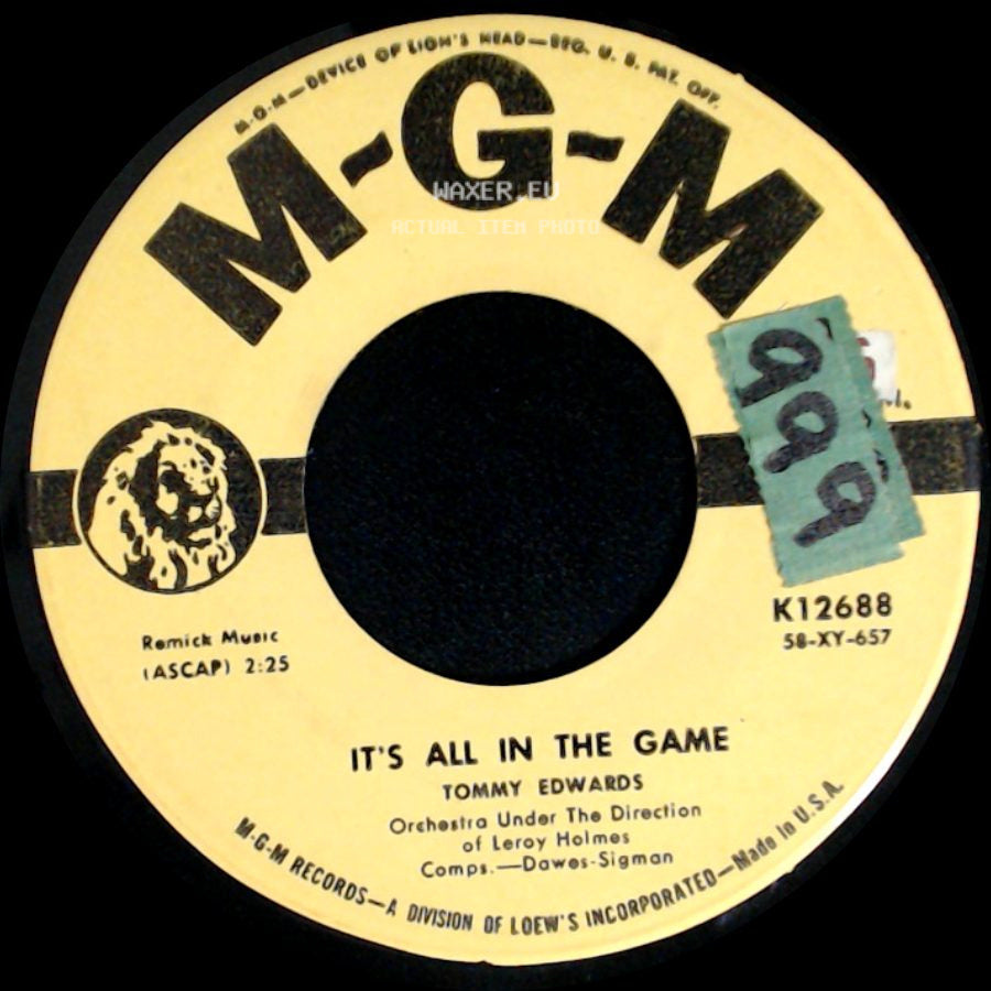 Tommy Edwards - Please Love Me Forever / It's All In The Game side B