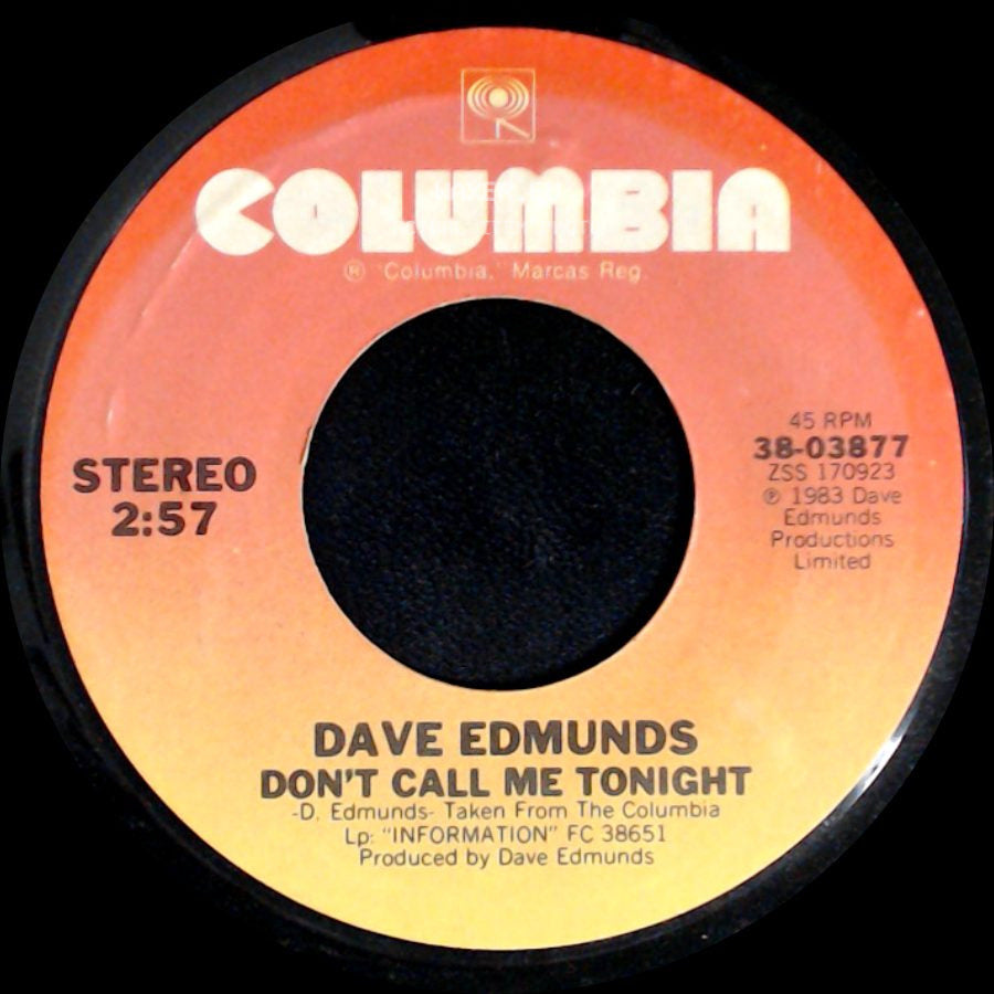 Dave Edmunds - Slipping Away / Don't Call Me Tonight side B