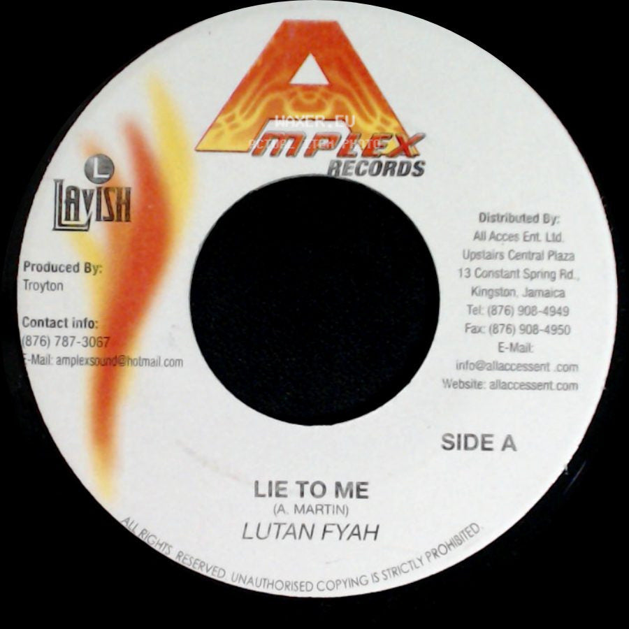 Lutan Fyah - Lie To Me / Water Drops (Rhythm) side A