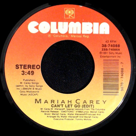 Mariah Carey - To Be Around You / Can't Let Go (Edit) side B