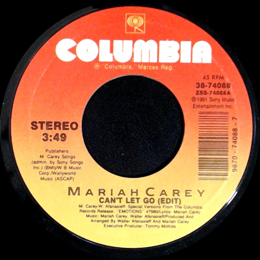 Mariah Carey - Can't Let Go (Edit) / To Be Around You side A