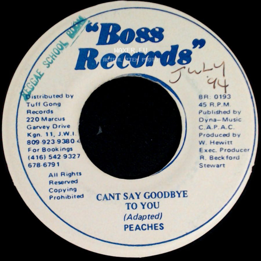 Peaches - Unknown Title A / Cant Say Goodbye To You (Adapted) side B