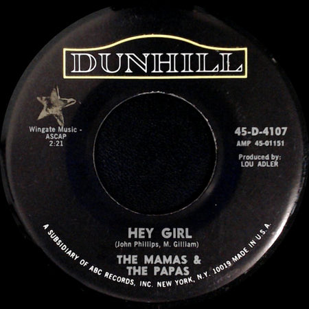 The Mamas & The Papas - Glad To Be Unhappy / Hey Girl side B