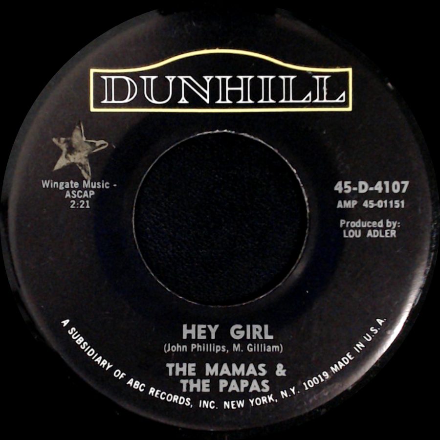The Mamas & The Papas - Glad To Be Unhappy / Hey Girl side B