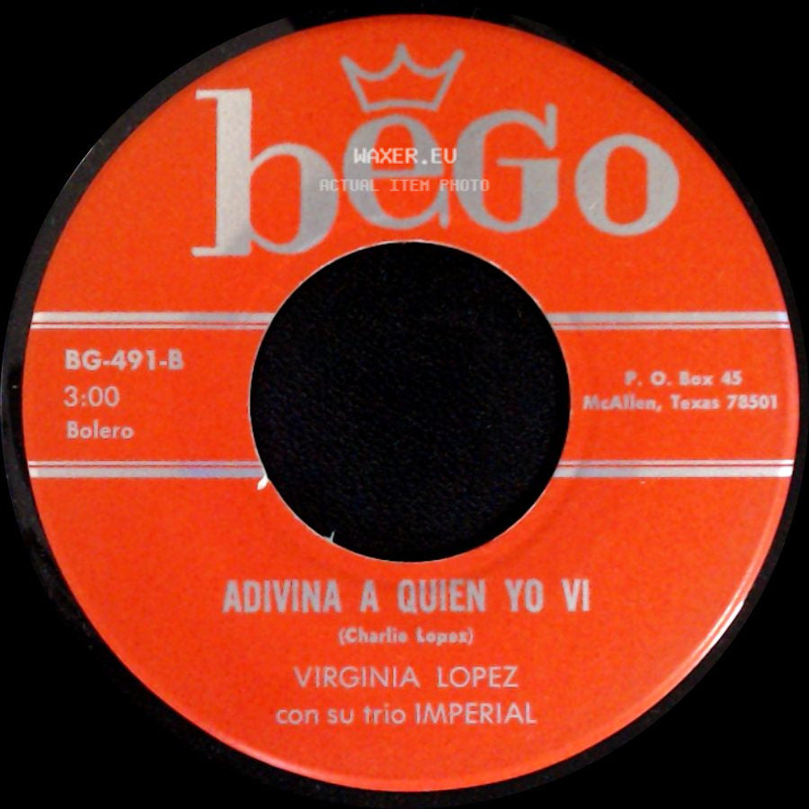 Virginia Lopez Con Su Trio Imperial - Adivina A Quien Yo Vi / Devuelveme La Fe side A