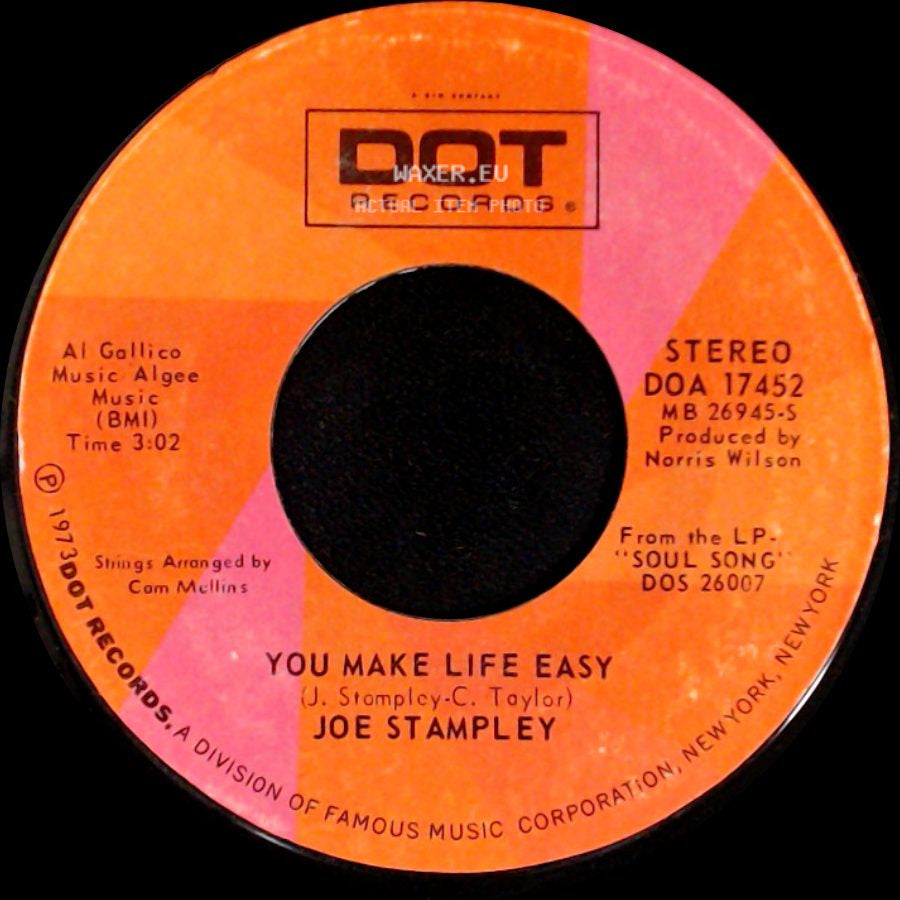 Joe Stampley - Bring It On Home (To Your Woman) / You Make Life Easy side B