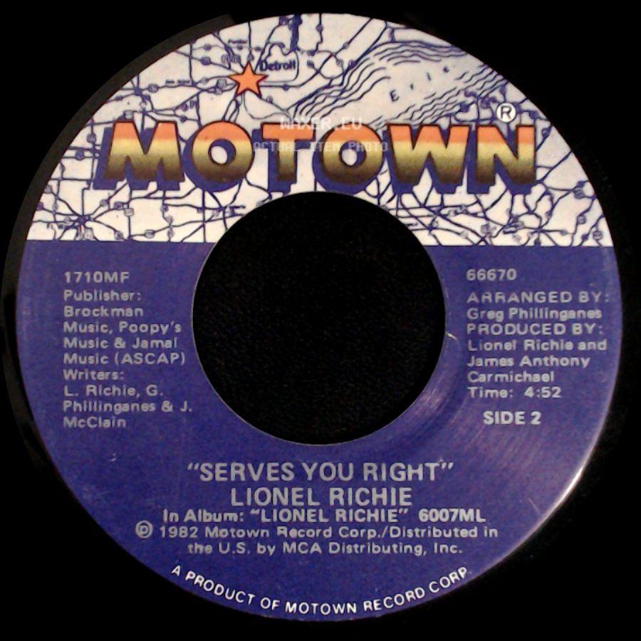 Lionel Richie - Running With The Night / Serves You Right side B