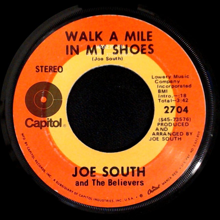 Joe South And The Believers - Shelter / Walk A Mile In My Shoes side B