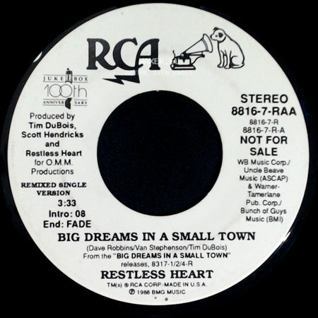 Restless Heart - Big Dreams In A Small Town / Big Dreams In A Small Town side B