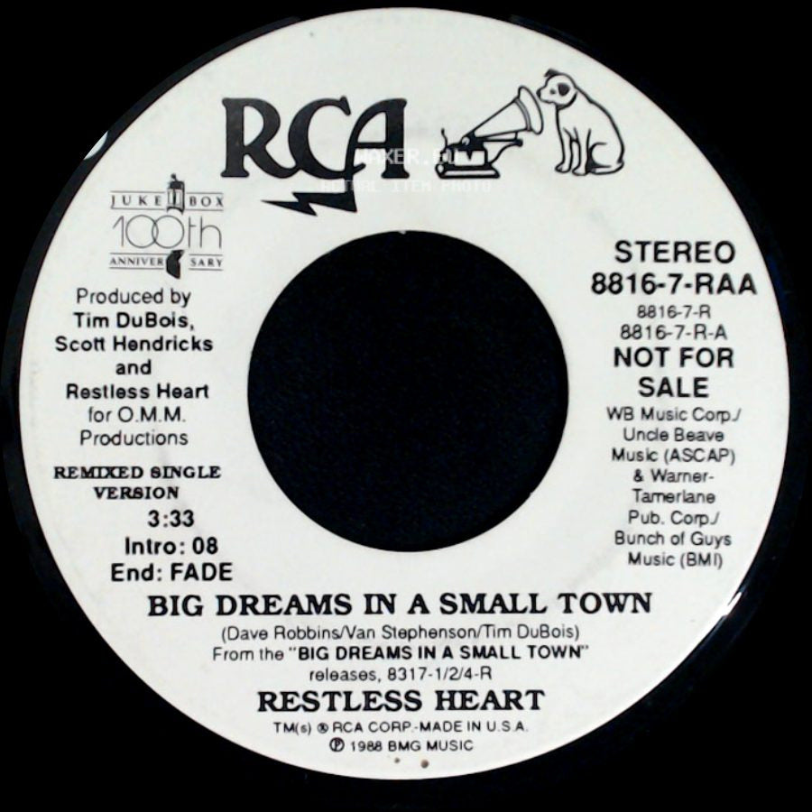Restless Heart - Big Dreams In A Small Town / Big Dreams In A Small Town side B