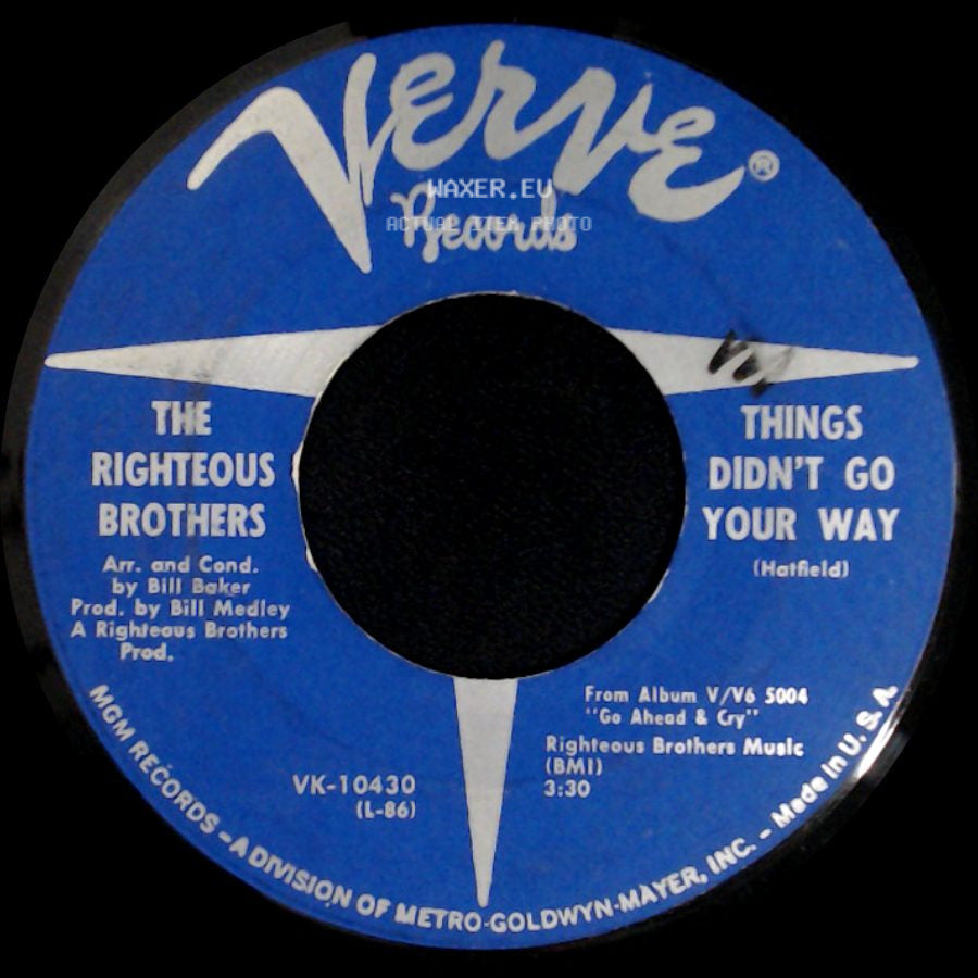 The Righteous Brothers - Go Ahead And Cry (Medley) / Things Didn't Go Your Way side B