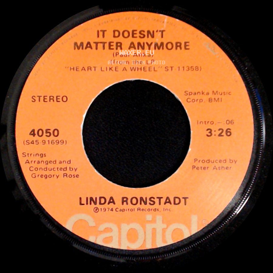 Linda Ronstadt - It Doesn't Matter Anymore / When Will I Be Loved side A