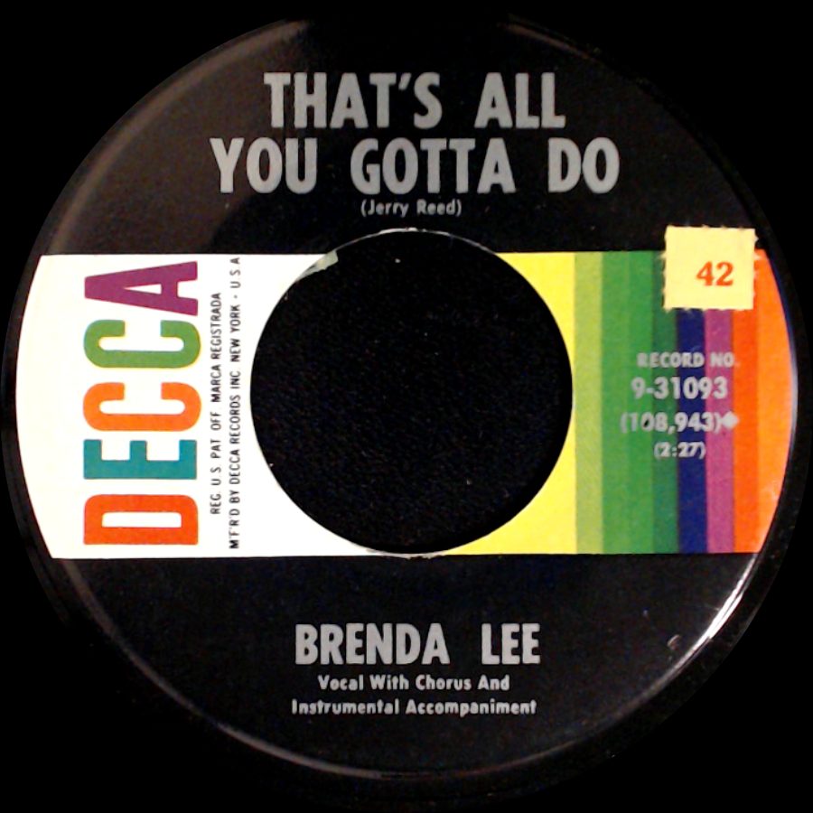Brenda Lee - I'm Sorry / That's All You Gotta Do side B