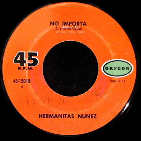 Hermanitas Nunez - Morir En El Cielo / No Importa side B