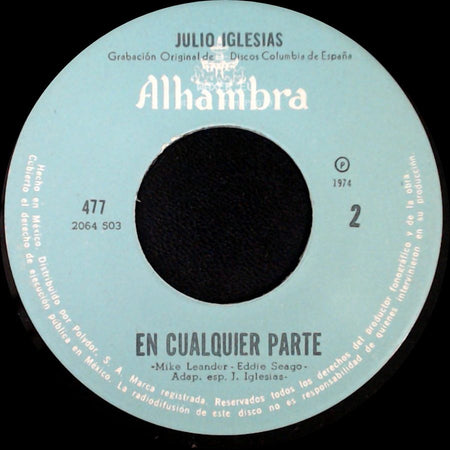 Julio Iglesias - A Flor De Piel / En Cualquier Parte side B