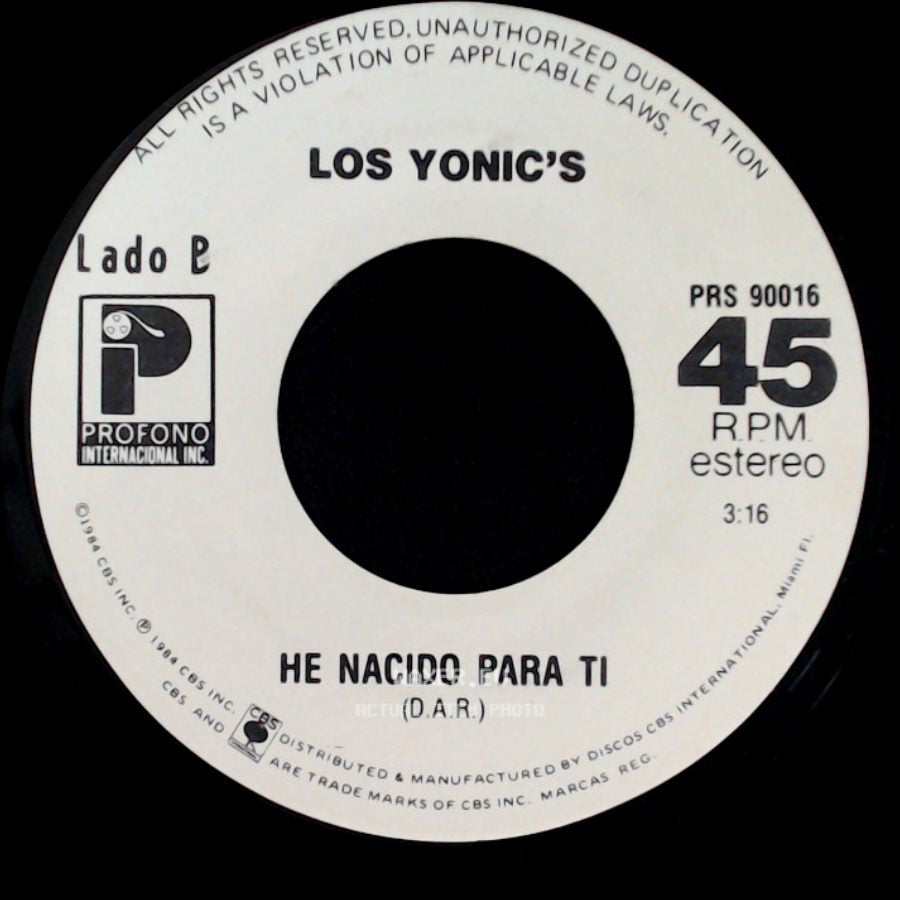 Los Yonic's - Titere / He Nacido Para Ti side B
