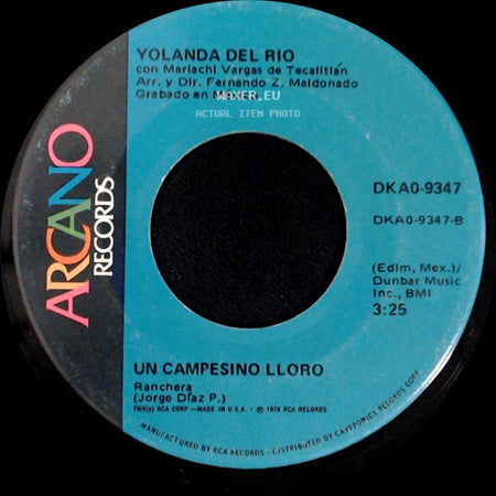 Yolanda Del Rio - El Dia Que Me Acaricies Llorare / Un Campesino Lloro side B
