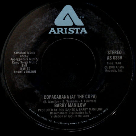 Barry Manilow - Copacabana (At The Copa) / Copacabana (At The Copa) side B