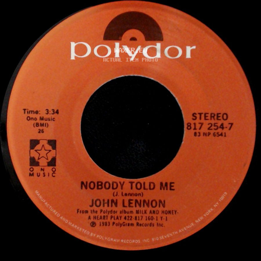 Yoko Ono / John Lennon - O' Sanity / Nobody Told Me side B