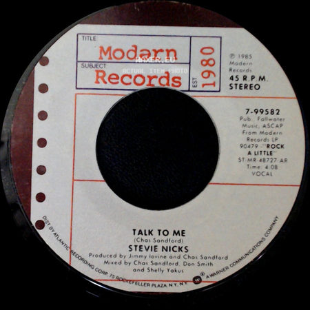 Stevie Nicks - Talk To Me / One More Big Time Rock And Roll Star side A