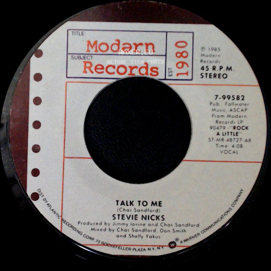 Stevie Nicks - Talk To Me / One More Big Time Rock And Roll Star side A