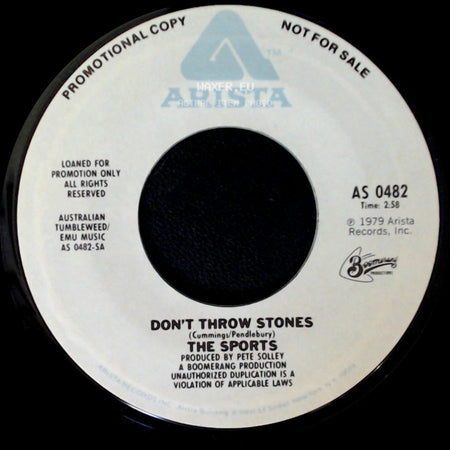 The Sports - Mailed It To Your Sister / Don't Throw Stones side B