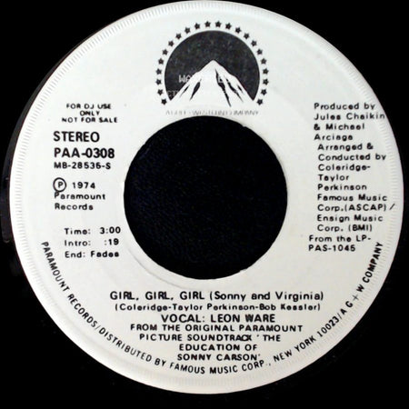 Leon Ware - Girl, Girl, Girl (Sonny And Virginia) / Girl, Girl, Girl (Sonny And Virginia) side B