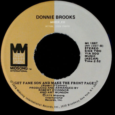 Donnie Brooks - Big John / Get Fame Son And Make The Front Page side B