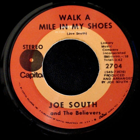 Joe South And The Believers - Shelter / Walk A Mile In My Shoes side B