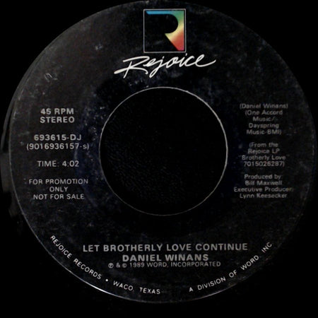 Daniel Winans - Let Brotherly Love Continue / Let Brotherly Love Continue side B