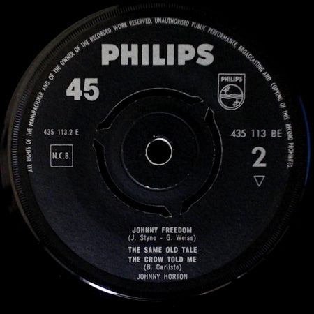 Johnny Horton - North To Alaska / I'm Ready, If You're Willing / Johnny Freedom / The Same Old Tale / The Crow Told Me side B