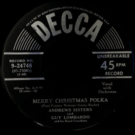 Andrews Sisters And Guy Lombardo And His Royal Canadians - Merry Christmas Polka / Christmas Candles side A