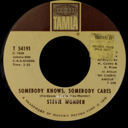 Stevie Wonder - Somebody Knows, Somebody Cares / Never Had A Dream Come True side A
