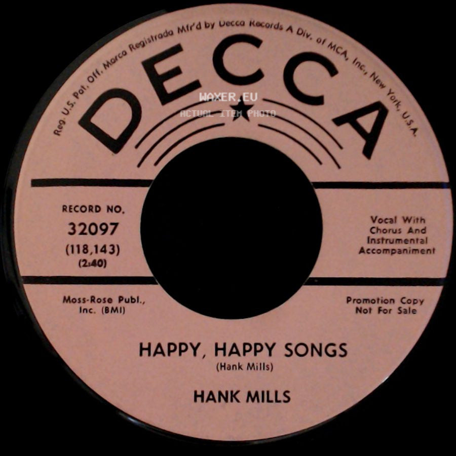 Hank Mills - Happy, Happy Songs / A Stitch In The Hand (Is Worth Two In The Bush) side A