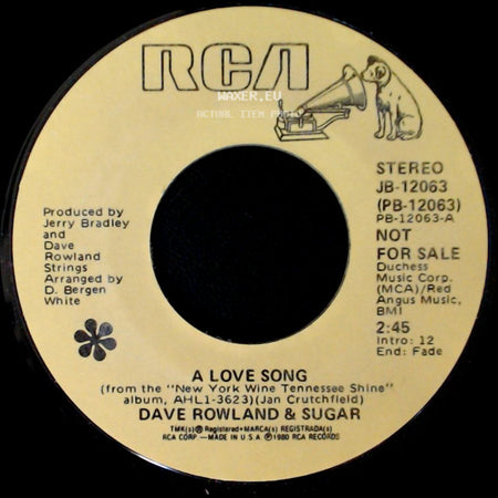Dave Rowland & Sugar - A Love Song / Things To Do (Without You) side A